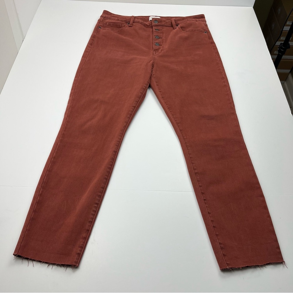 Pistola Arianna High Rise Button Fly Skinny Jean Burnt Orange Womens 32 *CROPPED